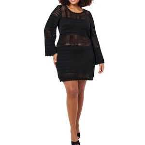 Edited by Remi Bader Long Sleeve Crochet Mini Dress Black Size 3X